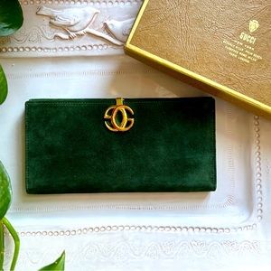 GUCCI 💚RARE Vintage Emerald Green Suede Bifold Wallet